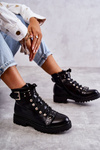 leather boots with a decorative belt Black Sabine