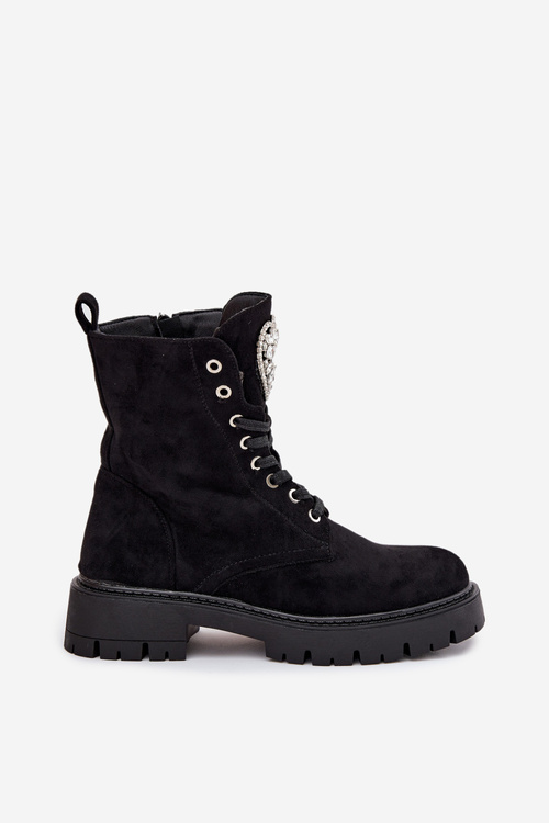 Women's workery with crystals on tongue black Rosira