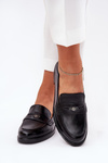 Elegant Women's Loafers Made Of Natural Leather Black Vinceza 18100