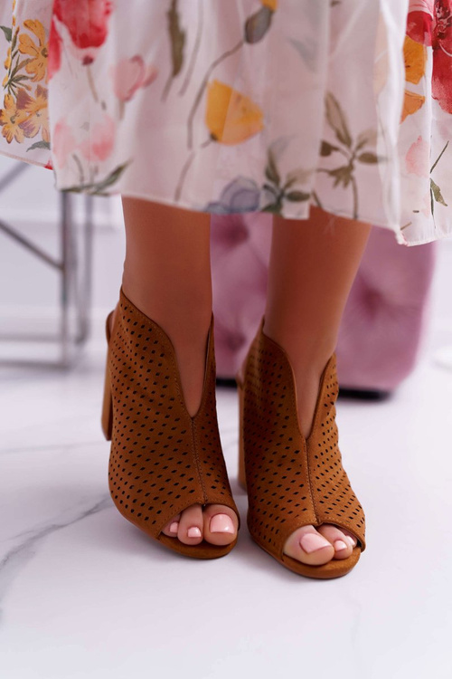 Women's Peep Toe Camel Nevienna Stiletto Sandals