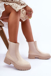 Classic Leather Ankle Boots Beige Isminna