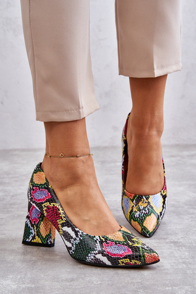 Czółenka Skóra Wężowy Wzór Wielobarwne Lewski Shoes 3277