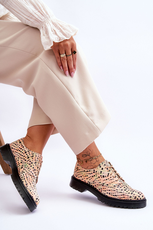 Półbuty Damskie Skórzane Maciejka Pomarańczowo-Czarne 04087-18