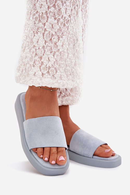 Ladies Platform Sandals Made Of Eco Suede Light Blue Jorina