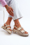 Women's Sandals with Buckles Eco Leather Golden Konanttia