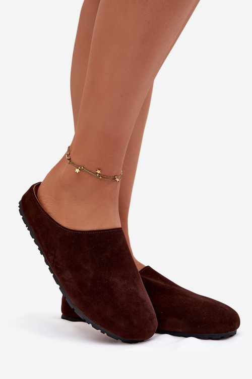 Women Slippers From Eco Suede Chocolate Kalvess