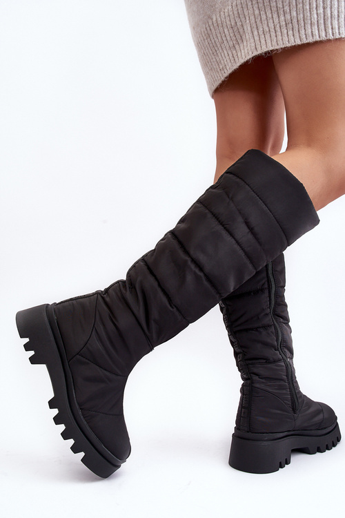 Women's Snow Boots Fur-Lined Ankle Boots Black Big Star MM274332