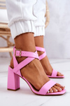 Elegant Sandals On A Block Heel Pink Michele