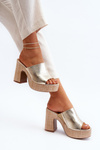 Women's High Heel Slide Sandals in Gold Siobhan
