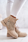 Women's Suede Ankle Boots with a Snake Pattern Light Beige Sonroe