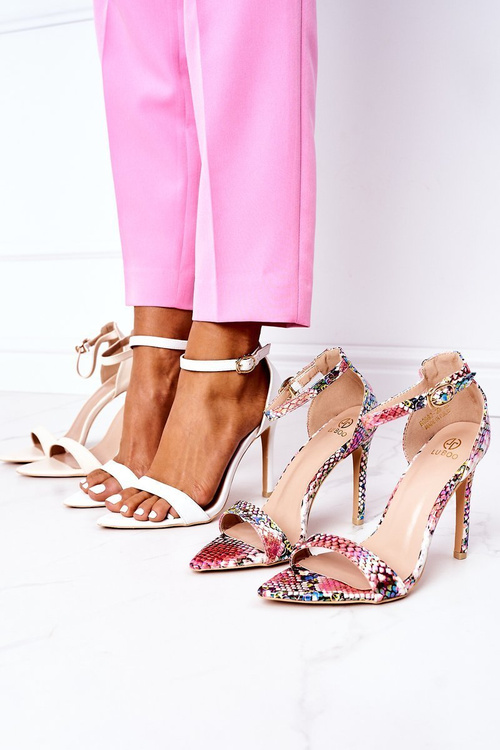 Elegant Sandals On High Heel Lu Boo White