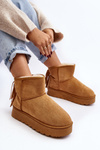 Women's snow boots on a chunky platform with tassels Camel Lirico