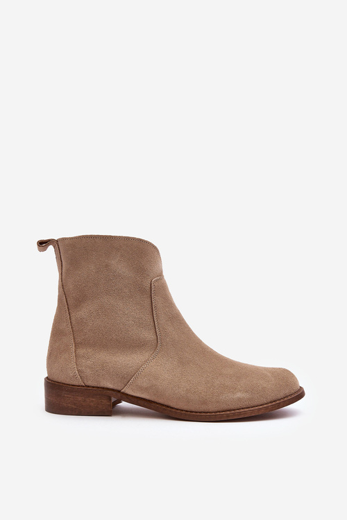 Women's Suede Boots with Zip Beige Nicole 2829