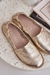 Espadryle Damskie Eleganckie Skóra Naturalna Złote Zazoo 10177
