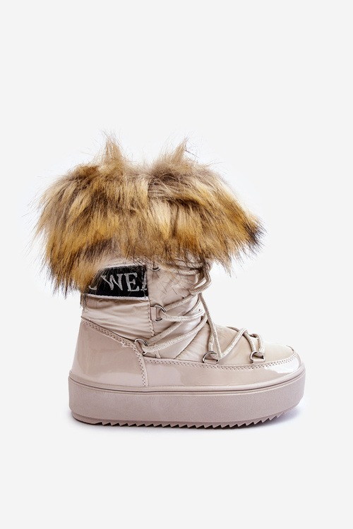 Warm Lace Up Snow Boots Beige Colioris