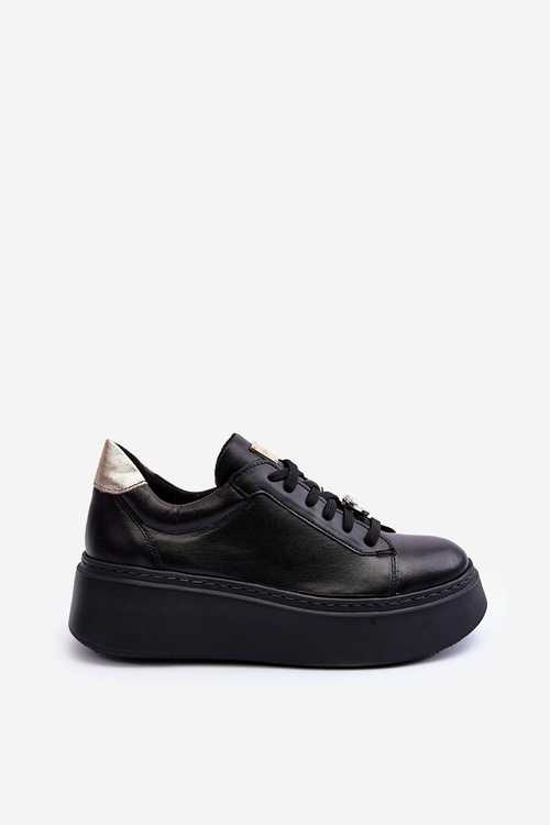 Leather Sport Shoes On Platform Maciejka 06191-01 Black