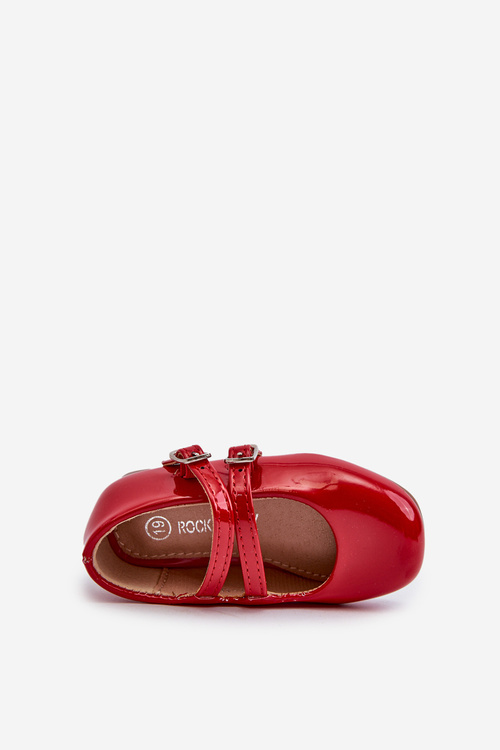 Red Patent Leather Children's Ballerina Flats with Straps Margenis