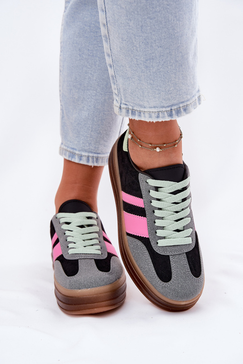 Damskie Sneakersy Na Platformie Czarne Ovivene