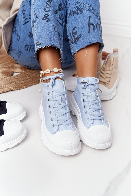 Women's High Sneakers On A Chunky Sole Blue Trissy