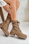 Women’s Worker Boots With Zipper Made Of Eco Suede Dark Beige Savalann
