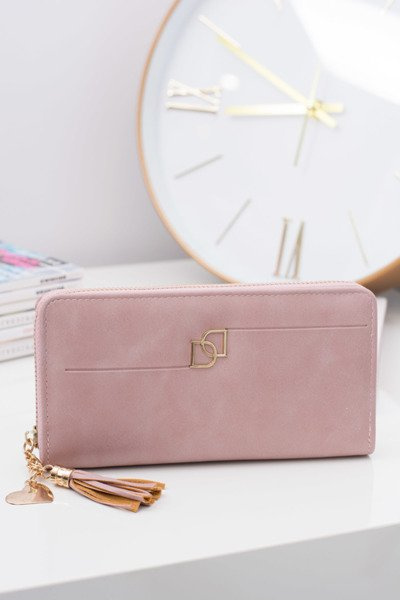 Women's Large Wallet with Tassel Keyring Powder Pink