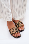 Flat Women's Slippers With Decorative Buckle Leopard Clariola