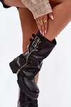 Women's Boots with Turned Shaft Lined with Buckles Black Salarie