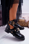 Lu Boo Black Lacquered Rock Girl Cutout Boots
