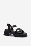Women's Leather High Heel Sandals Vinceza 66627 Black