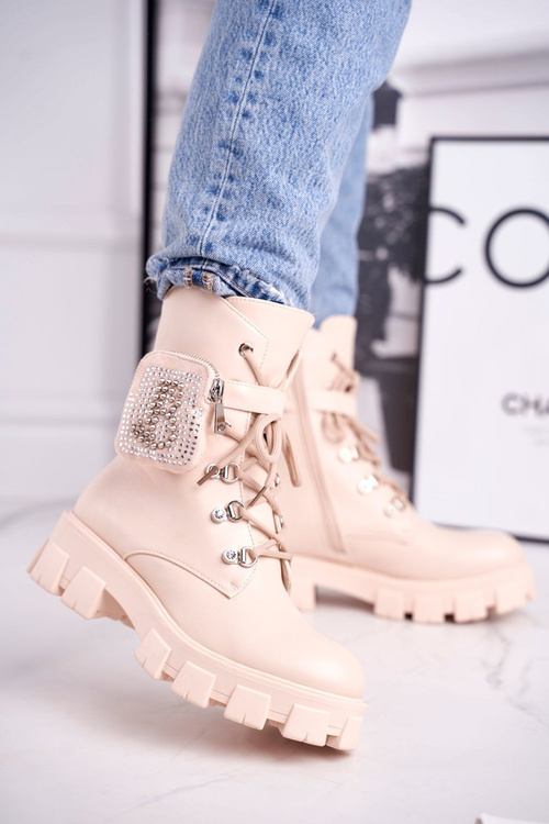 Women's Boots With Small Bag Beige Seul