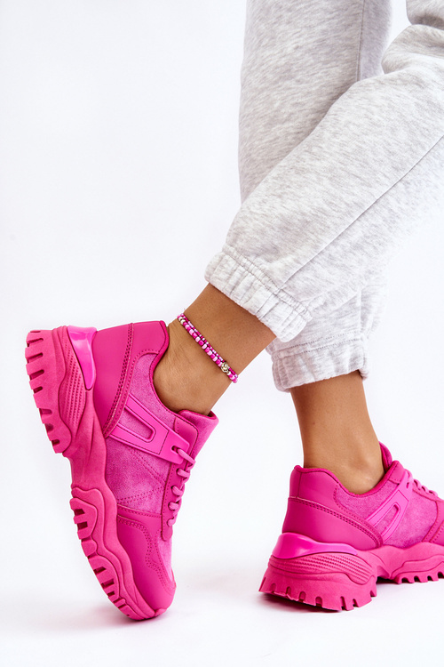 Buty Sportowe Sneakersy Modne Fuksja Frezio