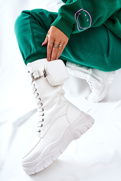 Platform Boots With Pouch White Issanti