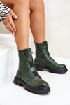 Warm Women’s Worker Boots with Zipper Eco Leather Green Mailyra