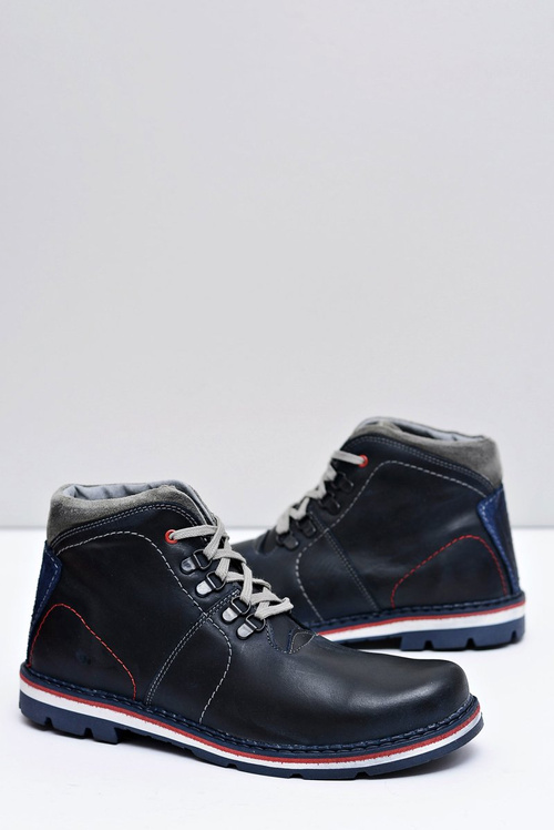 Navy Blue Men's Leather Warmed Teslo Boots
