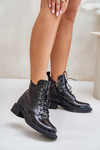 Leather Patent Ankle Boots With Insulation Black Bellani
