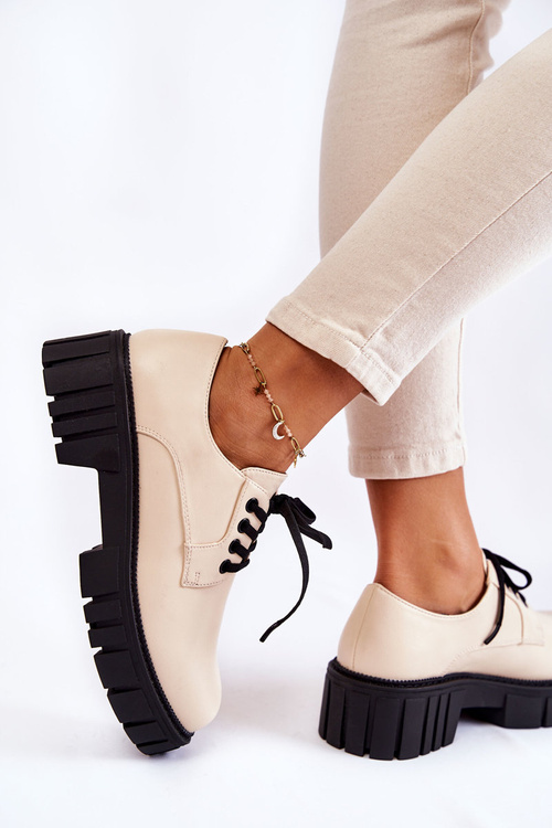 Fashionable Leather Shoes La.Fi 210013BE-PU Beige