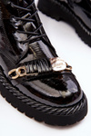 Women's Lacquered Boots Workery With Decoration Black SBarski MR870-67