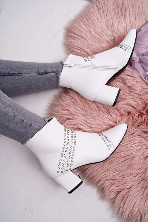 Women's Stiletto Pointed Booties White Primma