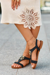 Flat Women's Sandals with Gold Decoration S.Barski KV27-051 Black