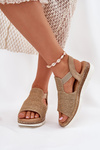 Women's Sandals With Braiding Beige-Gold Jelana