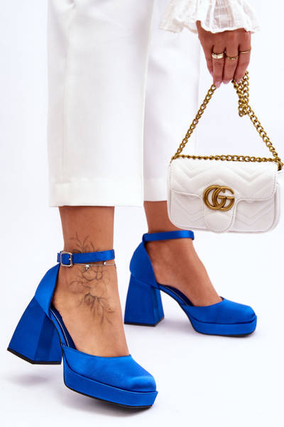 Fashionable Pumps On Massive Heels Blue Sandia