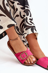 Women's sandals with buckle on cork platform fuchsia Zavira