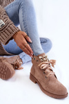 Suede insulated boots with a zipper with pearls beige Raiso