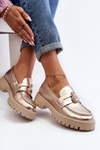 Leather Loafers with CheBello 4291 Gold Decoration