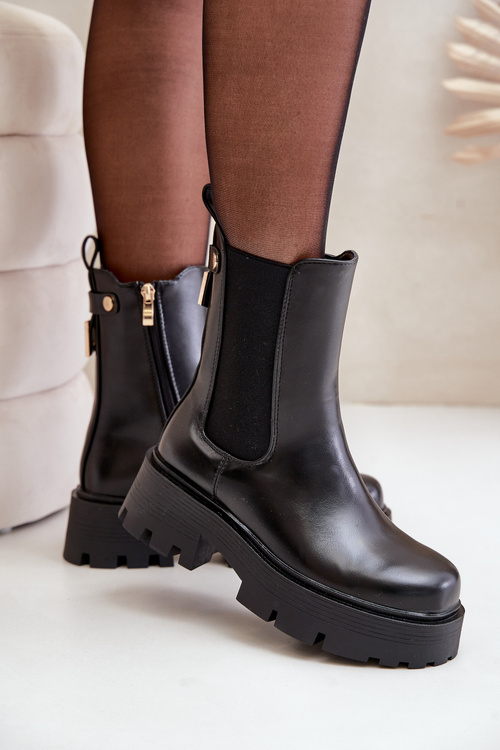 Ankle Boots With Zipper Eco Leather Black Ninnet