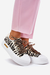 Women's Sneakers On Massive Platform With Decorative Lacing Zebra Black-Beige Zidora