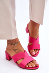 Classic Low Heel Leather Sandals Fuchsia Miley