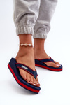 Women's Wedge Flip Flops by Big Star NN274A725 Navy Blue