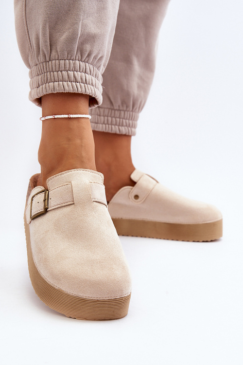 Women's platform slip-on sandals in light beige Jorffia