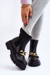 Women's Warm Boots With Front Decoration Black Tilda